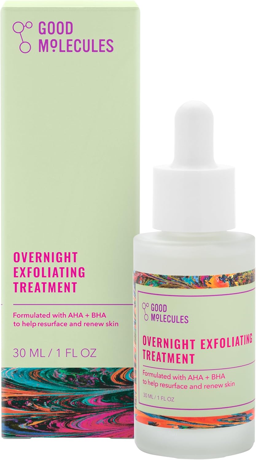 Good Molecules Overnight Exfoliating Treatment - Facial Exfoliant with AHA for Tone and Texture - Pore Minimizer, Skincare for Face with Salicylic Acid-0