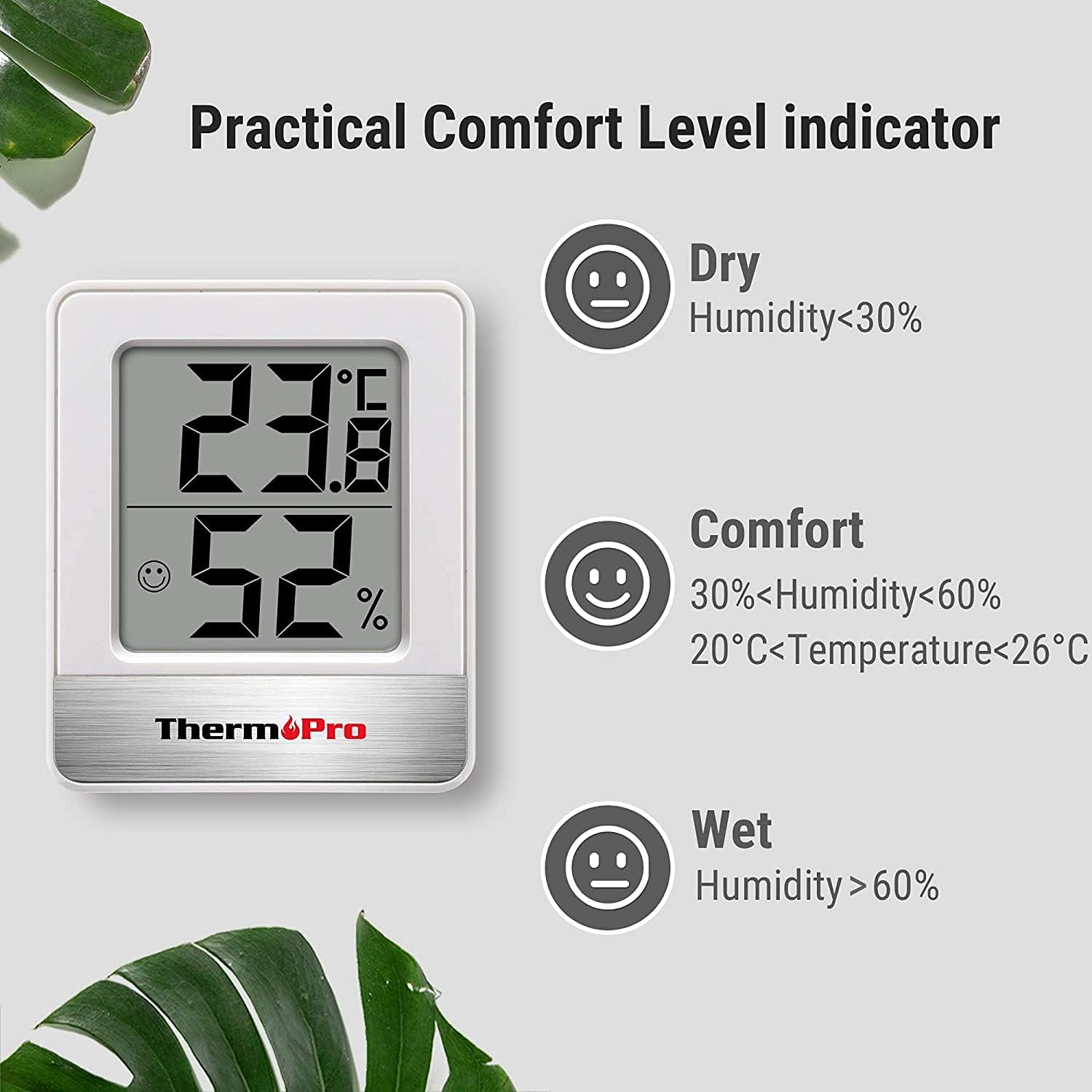 ThermoPro TP49-3 Digital Room Thermometer Indoor Hygrometer Mini Temperature Monitor Humidity Meter for Home Office Air Comfort Thermo Hygrometer-4