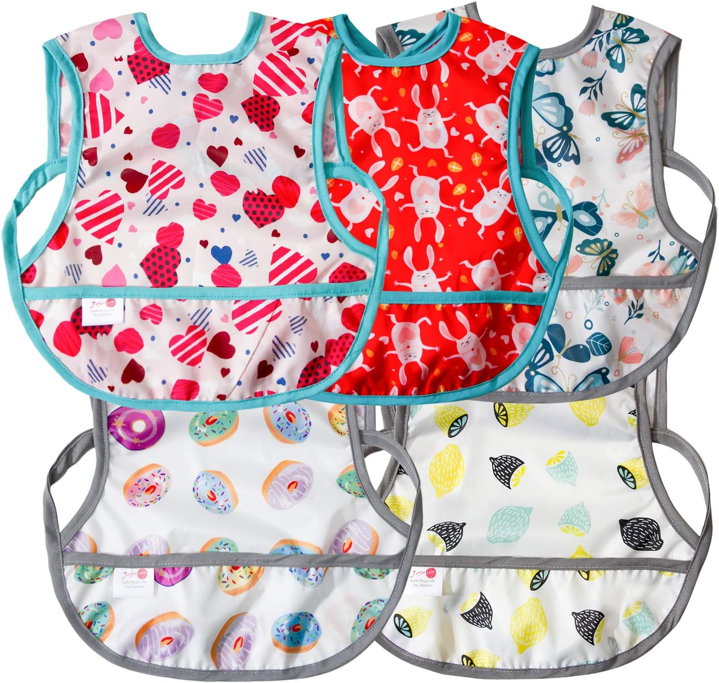 Joyo roy Baby Bib for Girls 5Pack Baby Bibs for Weaning Waterproof Bibs Baby Weaning Bib 6-18 Months long sleeve bibs toddler bibs bibs for toddlers feeding bibs-0