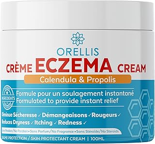 Orellis Natural Eczema Cream with Organic Calendula and Propolis, Body and Face. Natural Treatment for Dermatitis. Itch relief For Children and Adults.100ml