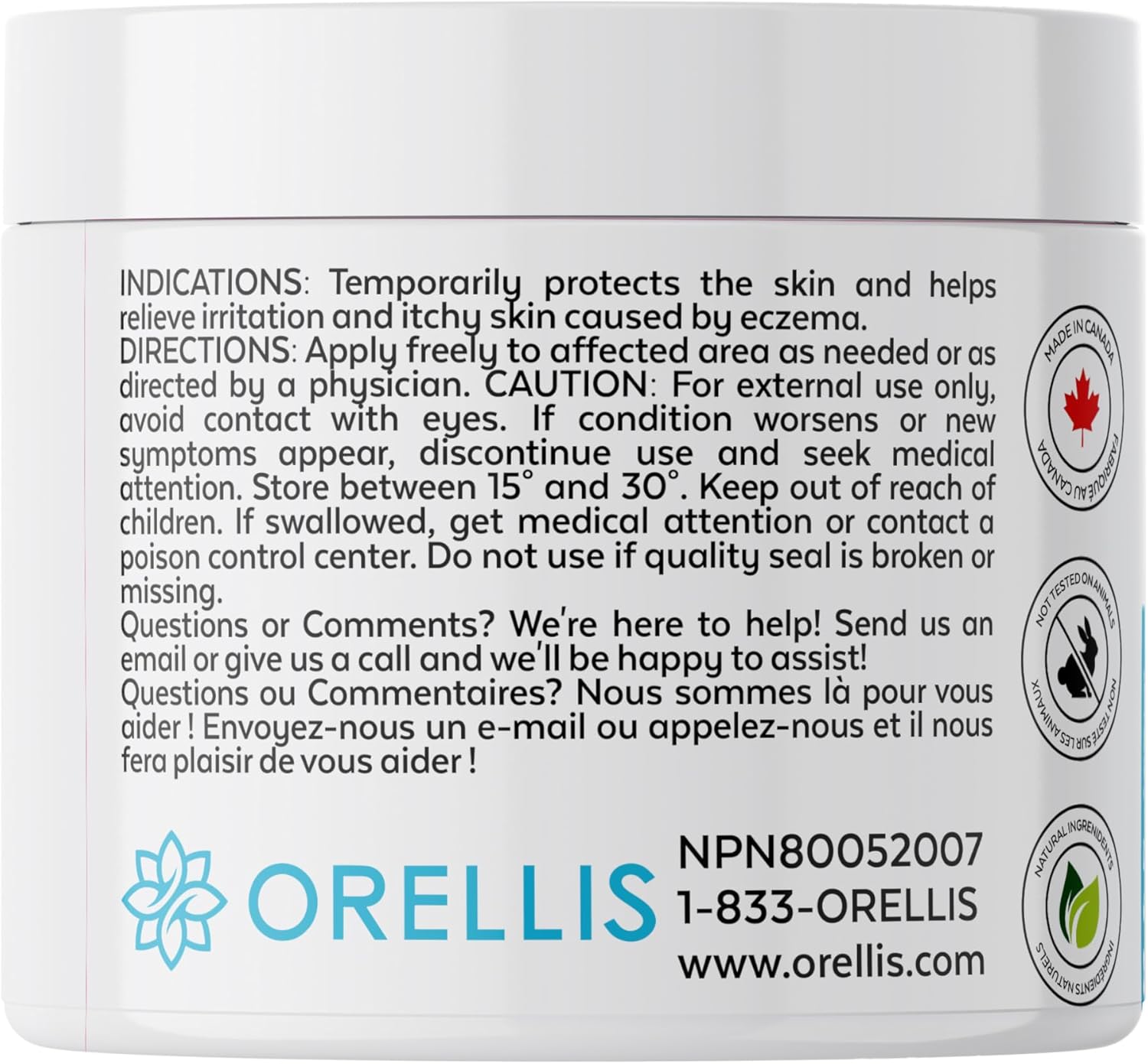 Orellis Natural Eczema Cream with Organic Calendula and Propolis, Body and Face. Natural Treatment for Dermatitis. Itch relief For Children and Adults.100ml-1