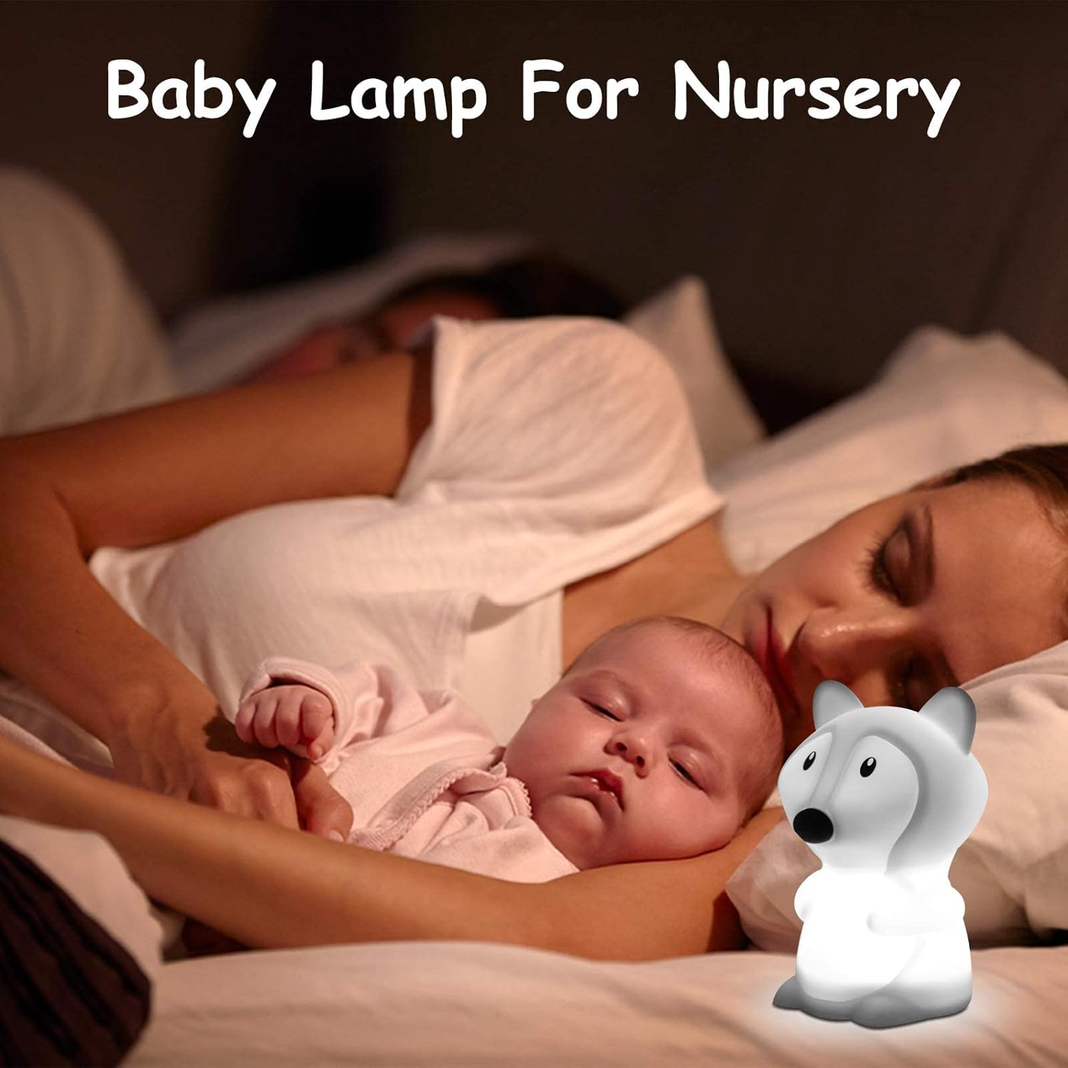 Vicloon Night Light for Kids, Baby Night Light LED Lamp, 9 Colour Changing Portable USB Chargeable Battery Night Lights, Bedroom Light Bedside Table lamp, Baby Nursery lamp, Touch Control-Medium Fox-2