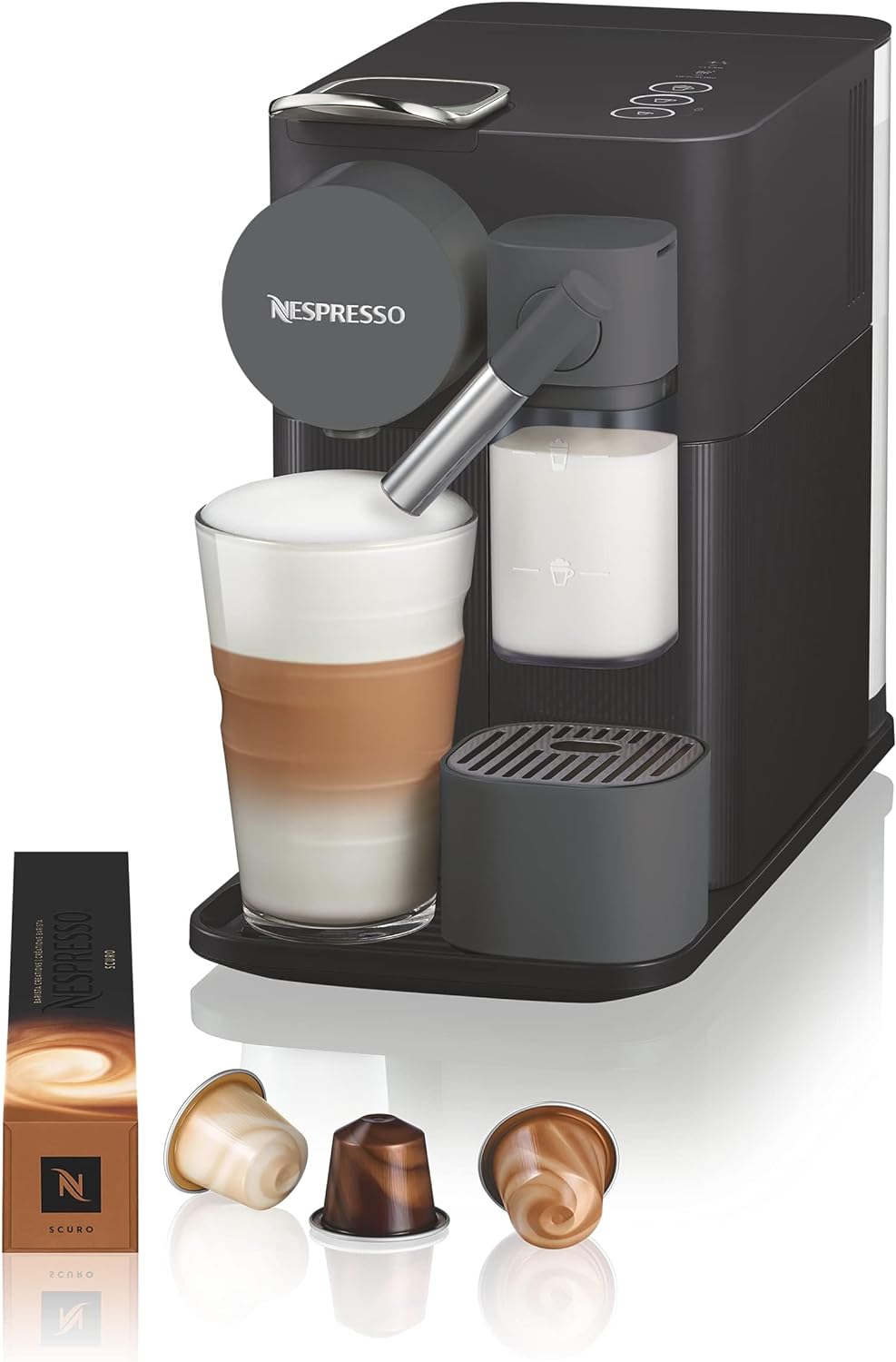 De'Longhi Lattissima One Evo Automatic Coffee Maker, Single-Serve Capsule Coffee Machine, Automatic frothed milk, Cappuccino and Latte, EN510.B, 1450W, Black-0