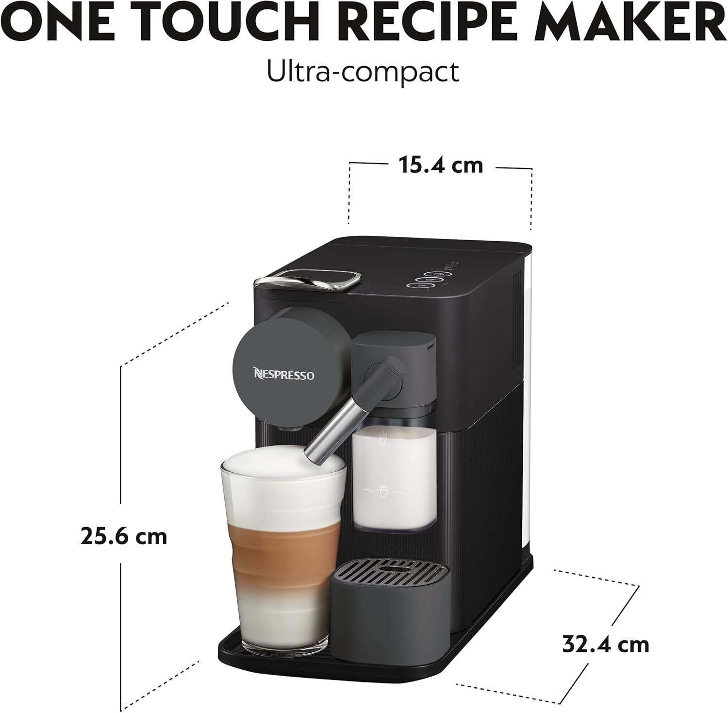 De'Longhi Lattissima One Evo Automatic Coffee Maker, Single-Serve Capsule Coffee Machine, Automatic frothed milk, Cappuccino and Latte, EN510.B, 1450W, Black-2