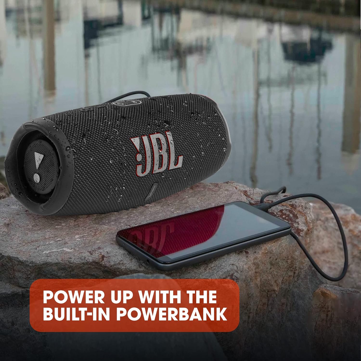 JBL Charge 5 Portable Bluetooth Speaker with Deep Bass, IP67 Waterproof and Dustproof, 20 Hours of Playtime, Built-In Powerbank, Black-3