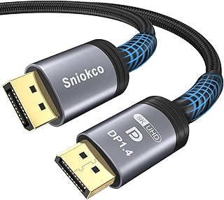 Sniokco VESA Certified 8K DisplayPort Cable 1.4, 8K DP Cable 2M (8K@60Hz, 4K@144Hz, 2K@165Hz), HBR3 32.4Gbps, HDCP 2.2, HDR, DSC 1.2, FreeSync& G-Sync, High Speed Display Port Lead