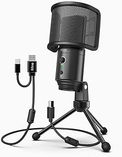 FIFINE Desktop USB Microphone with Pop Filter Computer Mic with Gain Control and Mute Button for Window/Mac ideal Podcast Mic for YouTube, Recording, Live Stream, Zoom, Gaming, Conference-K683A