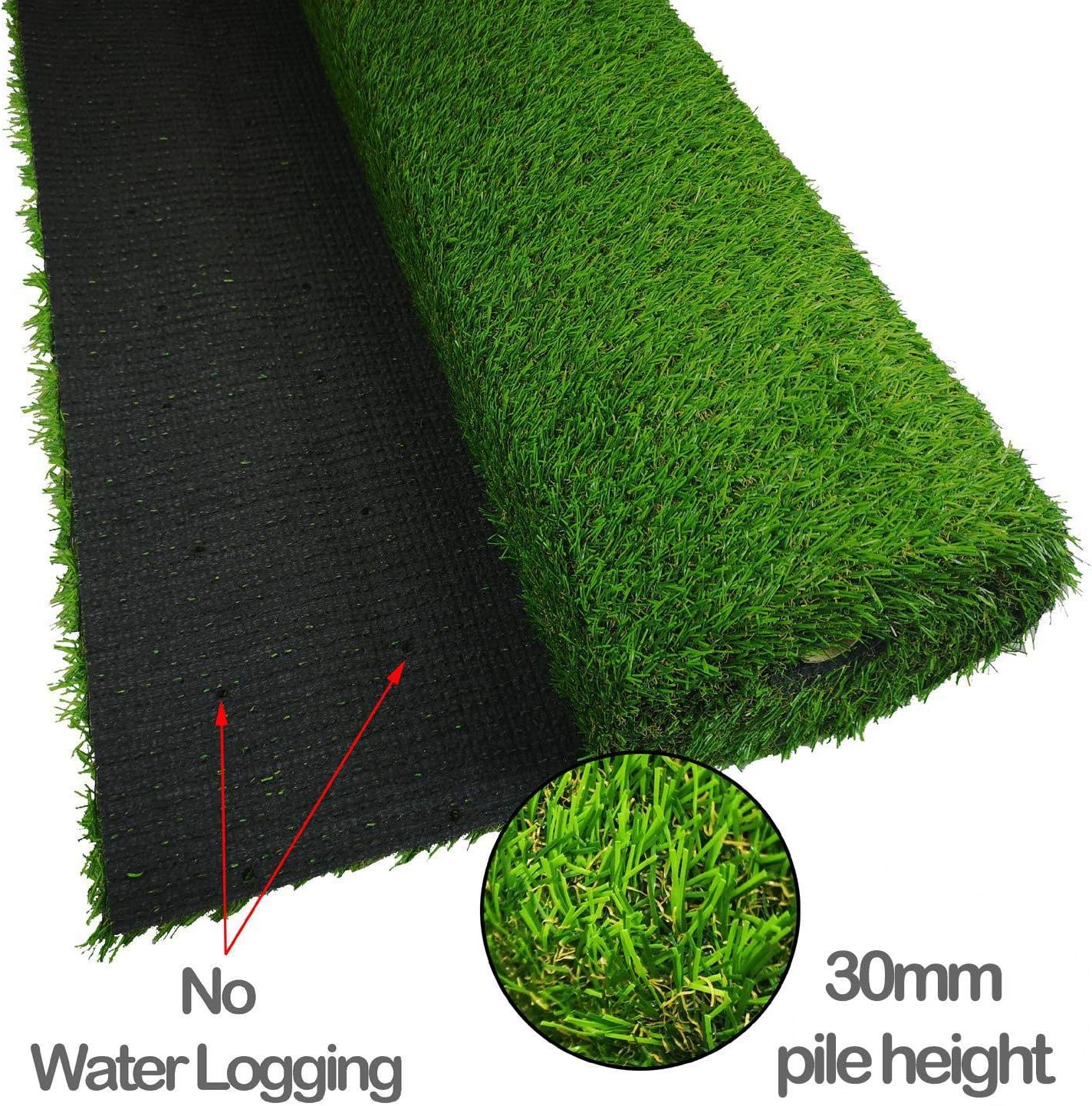 simpahome 1 x Quality Non Fade Artificial Grass Pile Roll - 2m x 1m / 6.6ft x 3.3ft - 30mm Pile Height - Astro Turf Fake Lawn - Tested Extreme Weather Conditions.-2