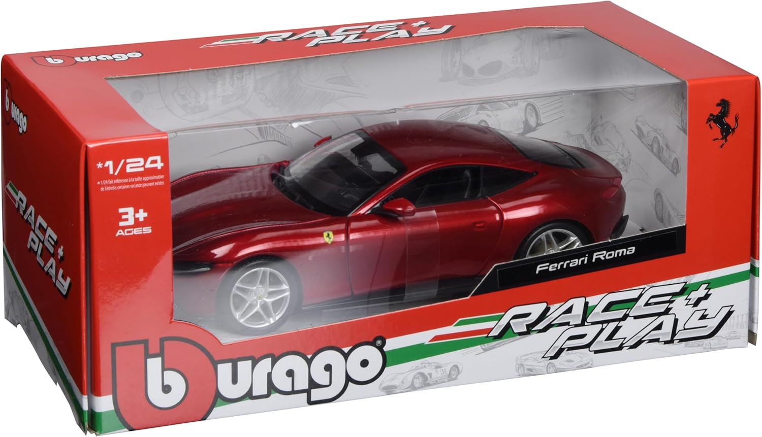 Bburago B18-26029 Ferrari Race and Play Roma 1:24 Scale Die-Cast Collectible Car, Assorted Designs and Colours-5