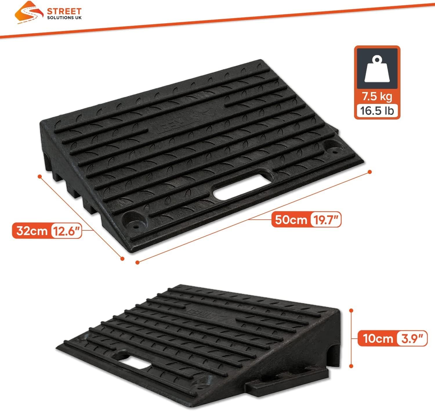 Street Solutions UK Rubber Kerb Ramps 4 Inch | Set of 4 | Heavy Duty Mobility Threshold Ramps for Wheelchairs, Cars Vehicles, Caravan, Scooter Wheels, Skateboard, Motorcycle, Disabled Chair & Dog-1