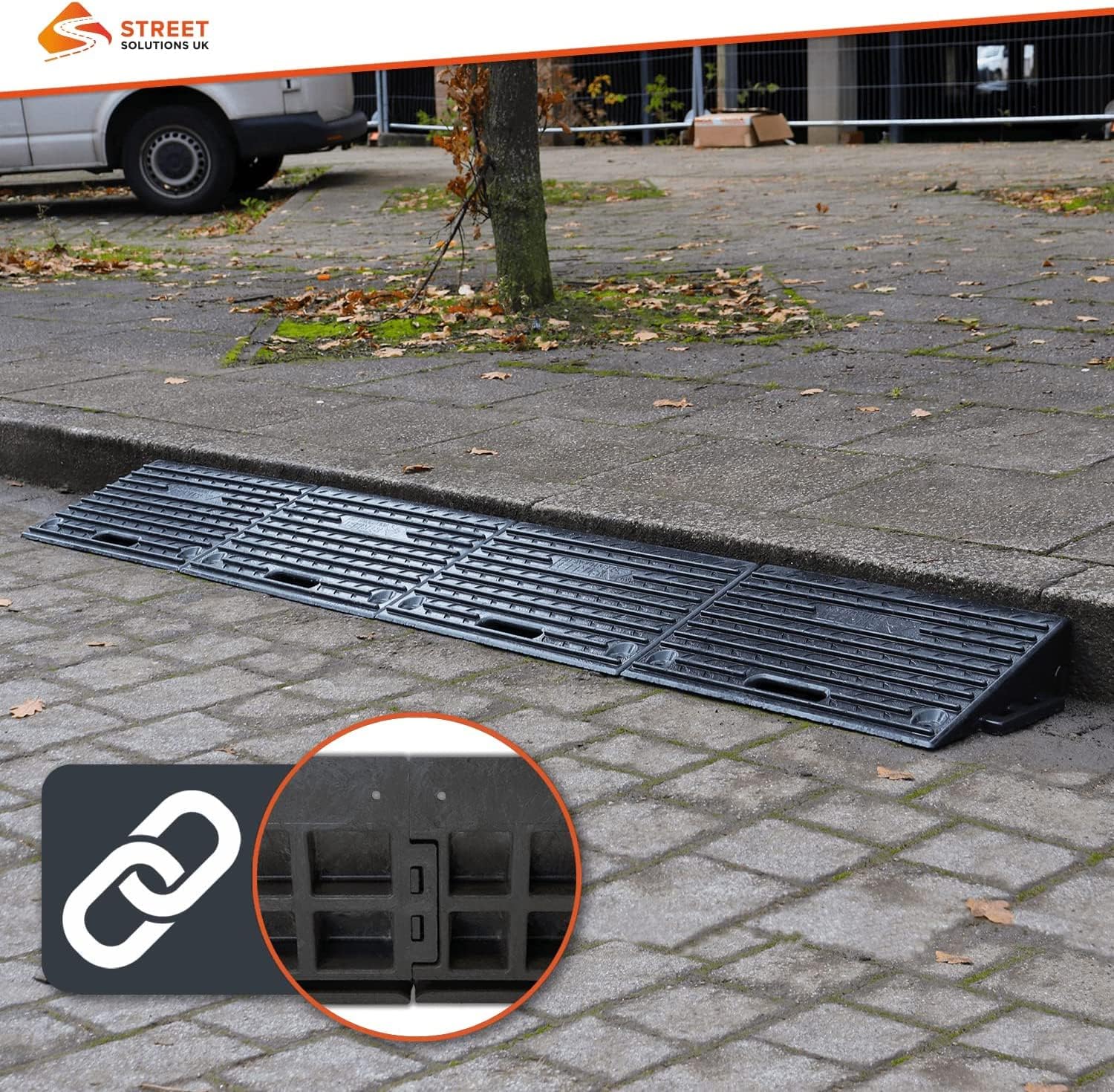 Street Solutions UK Rubber Kerb Ramps 4 Inch | Set of 4 | Heavy Duty Mobility Threshold Ramps for Wheelchairs, Cars Vehicles, Caravan, Scooter Wheels, Skateboard, Motorcycle, Disabled Chair & Dog-4