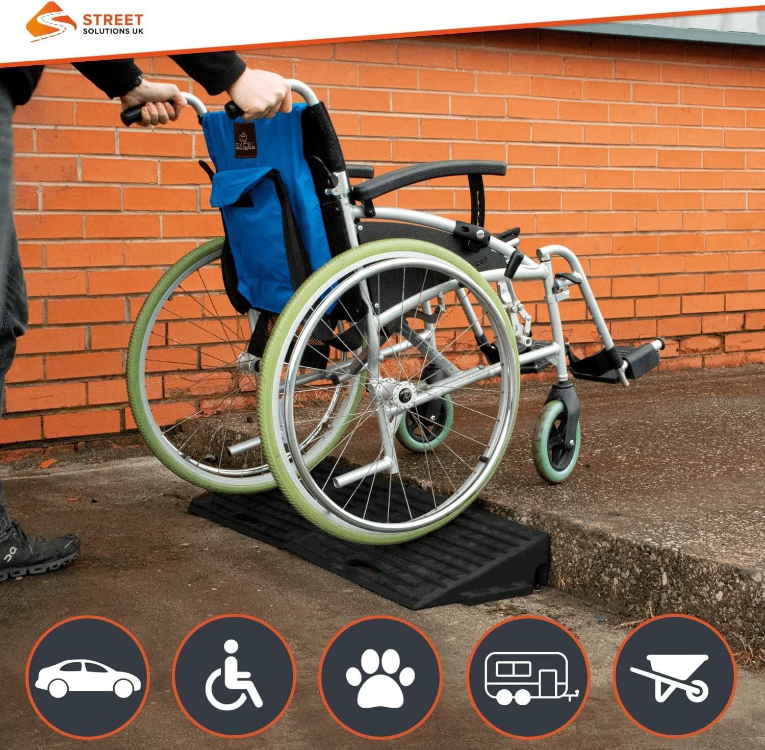 Street Solutions UK Rubber Kerb Ramps 4 Inch | Set of 4 | Heavy Duty Mobility Threshold Ramps for Wheelchairs, Cars Vehicles, Caravan, Scooter Wheels, Skateboard, Motorcycle, Disabled Chair & Dog-6