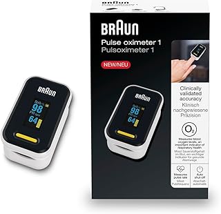 Braun Pulse Oximeter 1 - Accurate Blood Oxygen Finger Monitor - Clinically Validated - Easy-to-use at Home - For COPD, Pneumonia, Sleep Apnea Sufferers - Great for Athletes- YK-81CEU