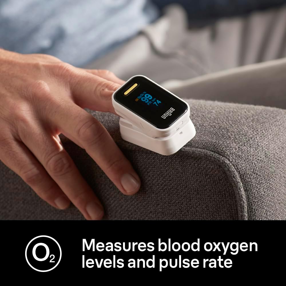 Braun Pulse Oximeter 1 - Accurate Blood Oxygen Finger Monitor - Clinically Validated - Easy-to-use at Home - For COPD, Pneumonia, Sleep Apnea Sufferers - Great for Athletes- YK-81CEU-2