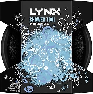 Lynx 2-Sided Shower Tool with 2 scrubbing options shower sponge for a better clean 1 piece, Black