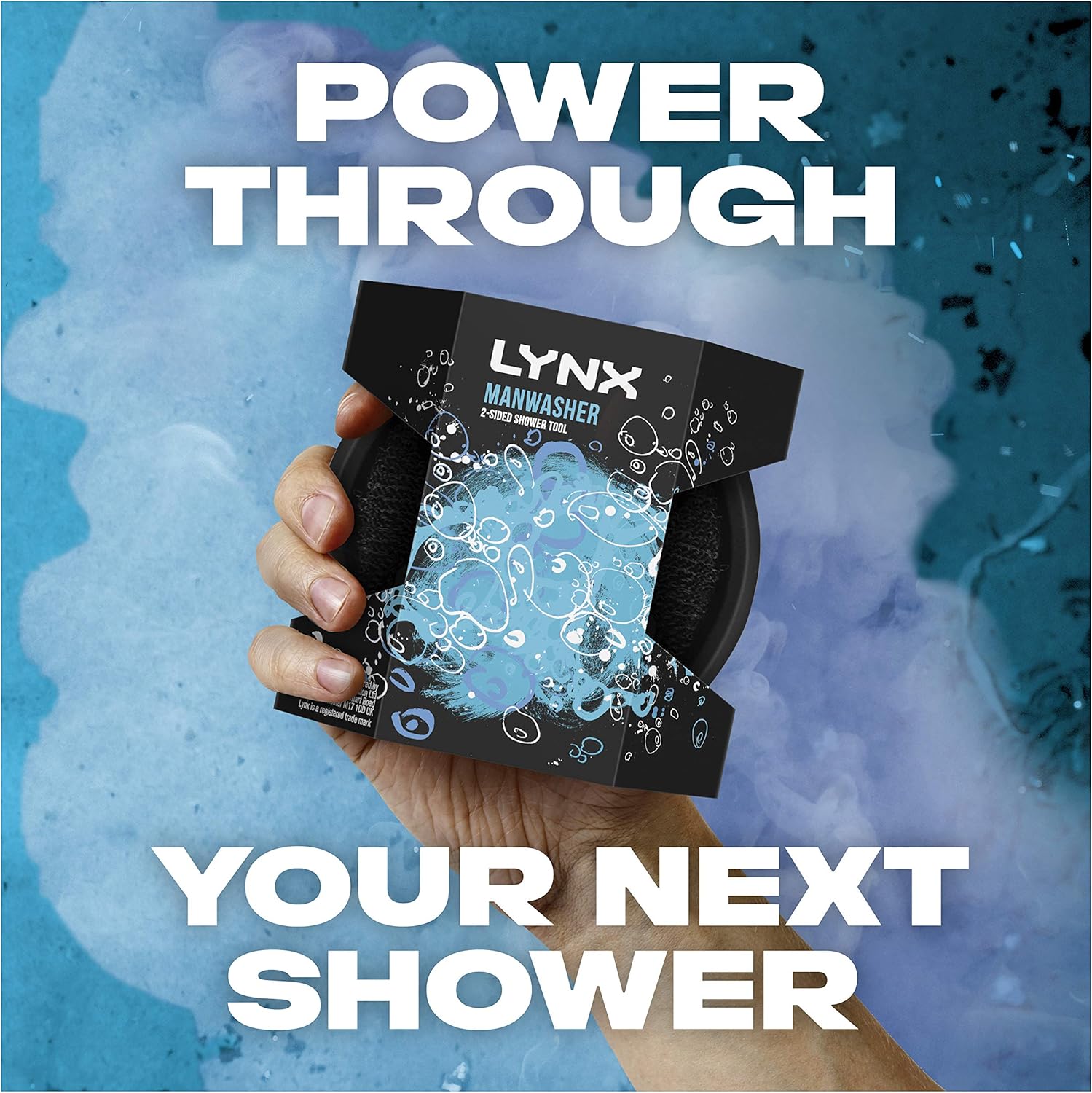 Lynx 2-Sided Shower Tool with 2 scrubbing options shower sponge for a better clean 1 piece, Black-2