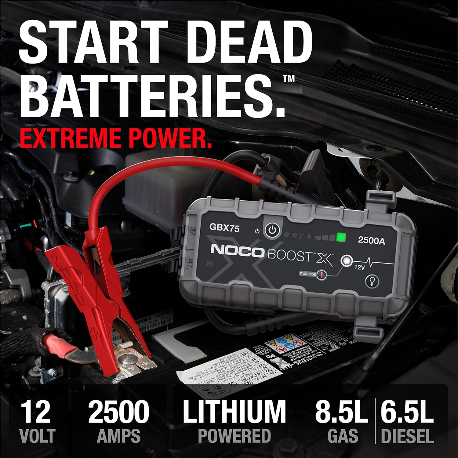 NOCO Boost X GBX75 2500A UltraSafe Car Jump Starter, Jump Starter Power Pack, 12V Battery Booster, Portable Powerbank Charger, and Jump Leads for up to 8.5-Liter Petrol and 6.5-Liter Diesel Engines-1