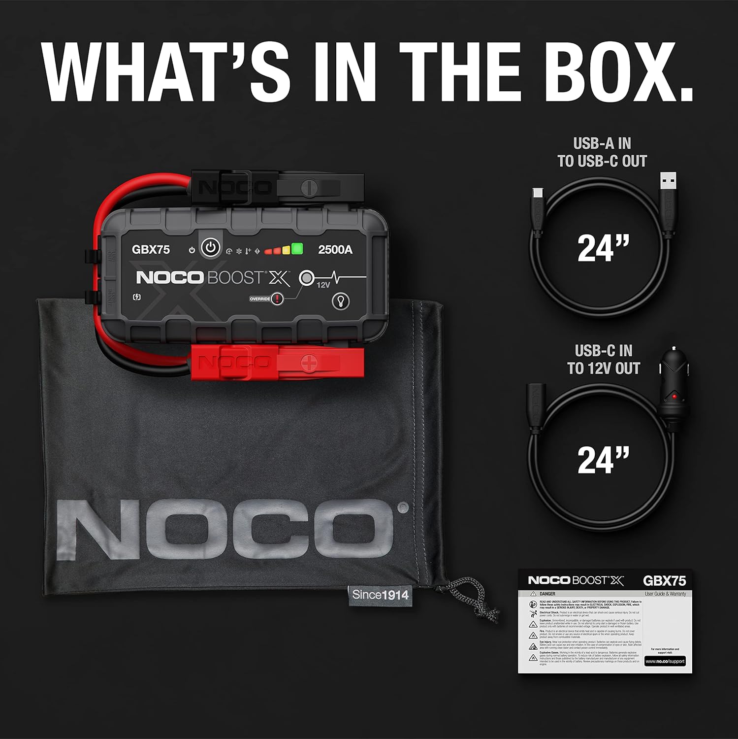 NOCO Boost X GBX75 2500A UltraSafe Car Jump Starter, Jump Starter Power Pack, 12V Battery Booster, Portable Powerbank Charger, and Jump Leads for up to 8.5-Liter Petrol and 6.5-Liter Diesel Engines-6