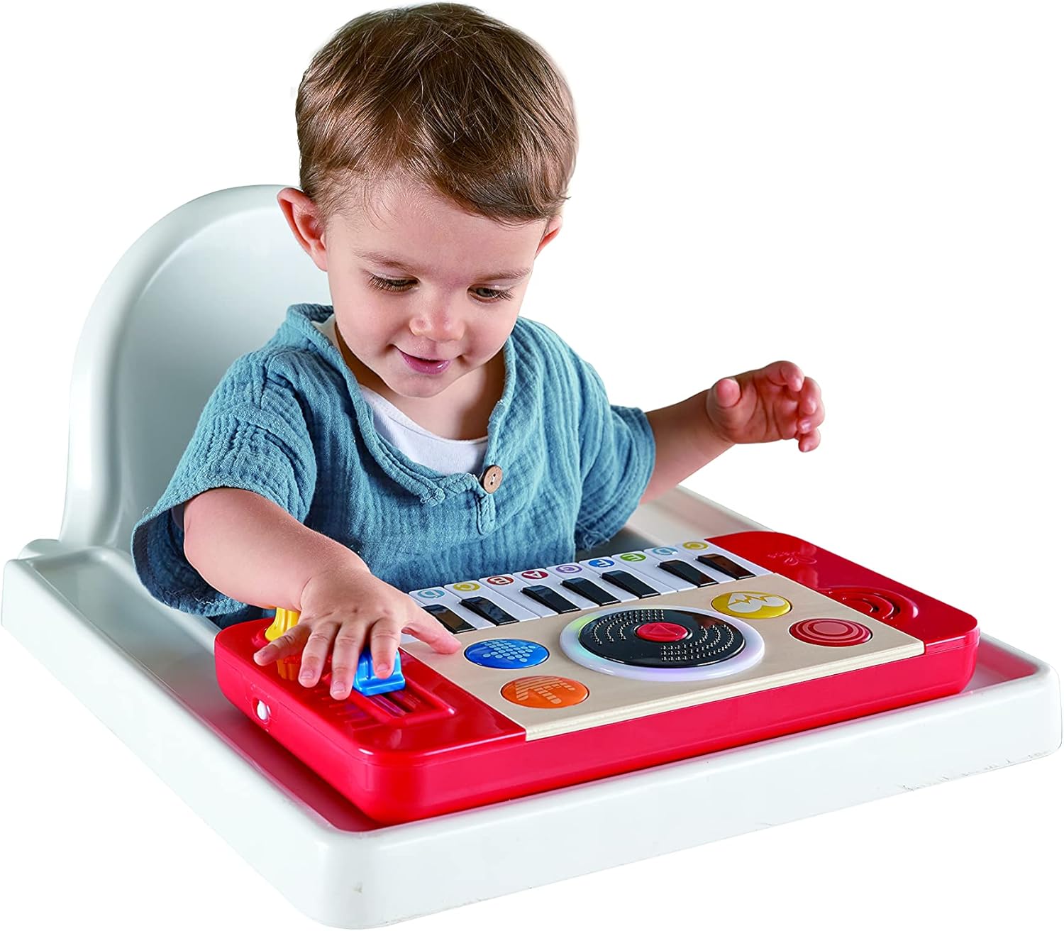 Musical Toy, Hape Mix & Spin Portable DJ Studio With Lights, 4 Instrument Sounds And 18 Fun Sound Effects. 12 Months +-2