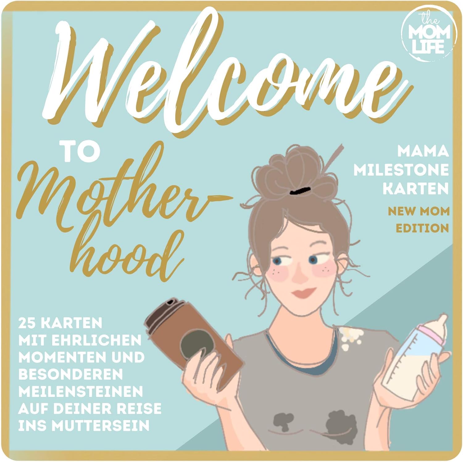 The Mom Life Welcome to Motherhood Mama 25 Milestone Cards New Mom Edition in German Milestone Cards with Honest Milestones Gift Idea Pregnancy Birth Baby Shower-0