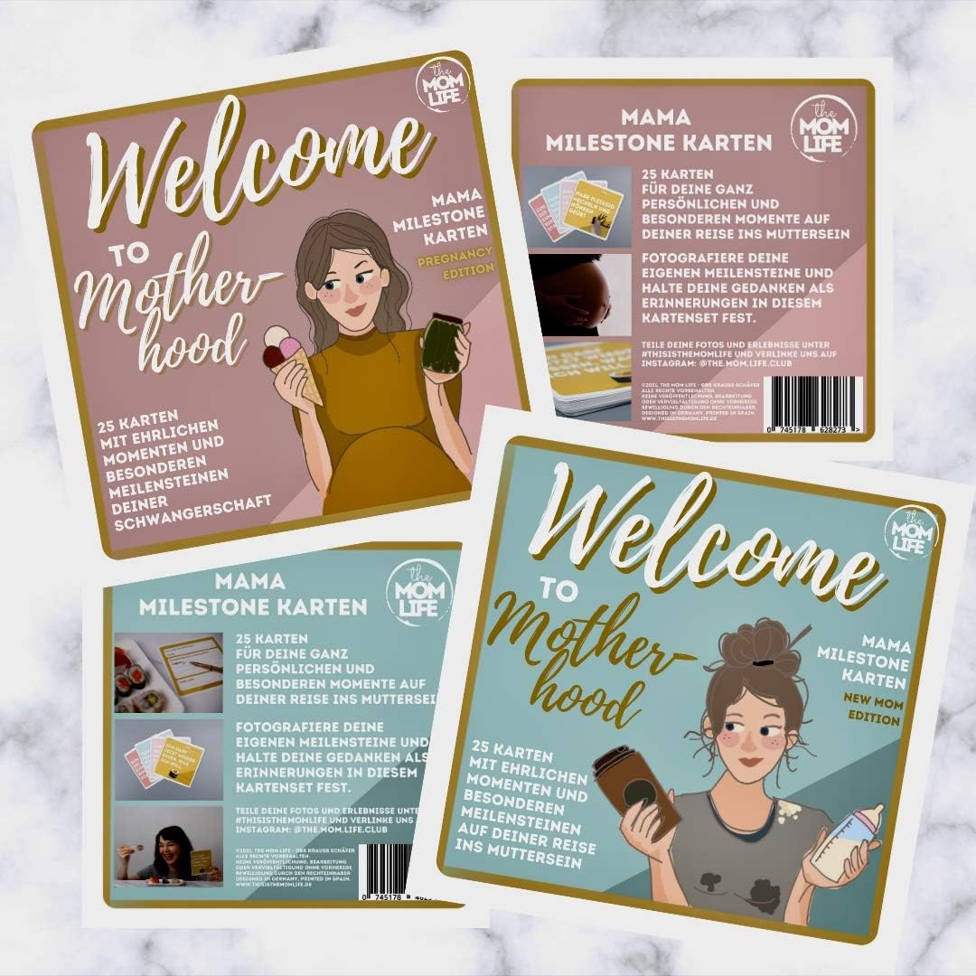 The Mom Life Welcome to Motherhood Mama 25 Milestone Cards New Mom Edition in German Milestone Cards with Honest Milestones Gift Idea Pregnancy Birth Baby Shower-6