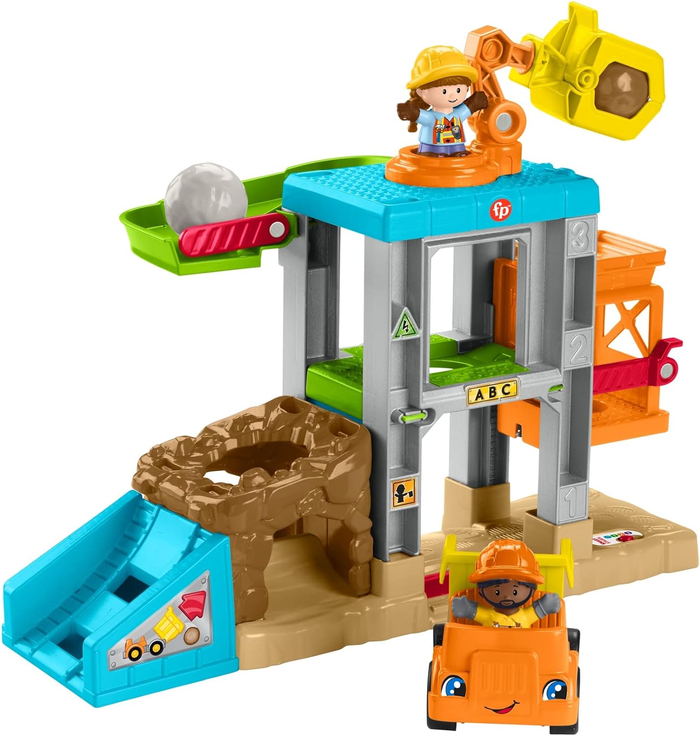 Fisher-Price Little People Load Up Construction Site Playset with Music, Sounds and Toy Dump Truck for Toddlers and Preschool Kids-0