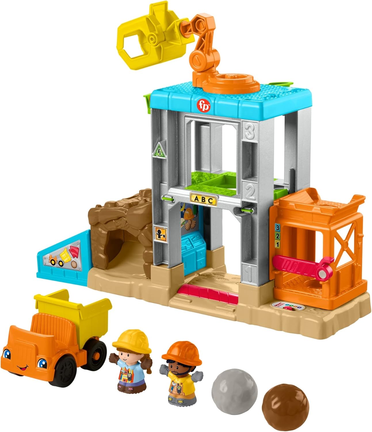 Fisher-Price Little People Load Up Construction Site Playset with Music, Sounds and Toy Dump Truck for Toddlers and Preschool Kids-11