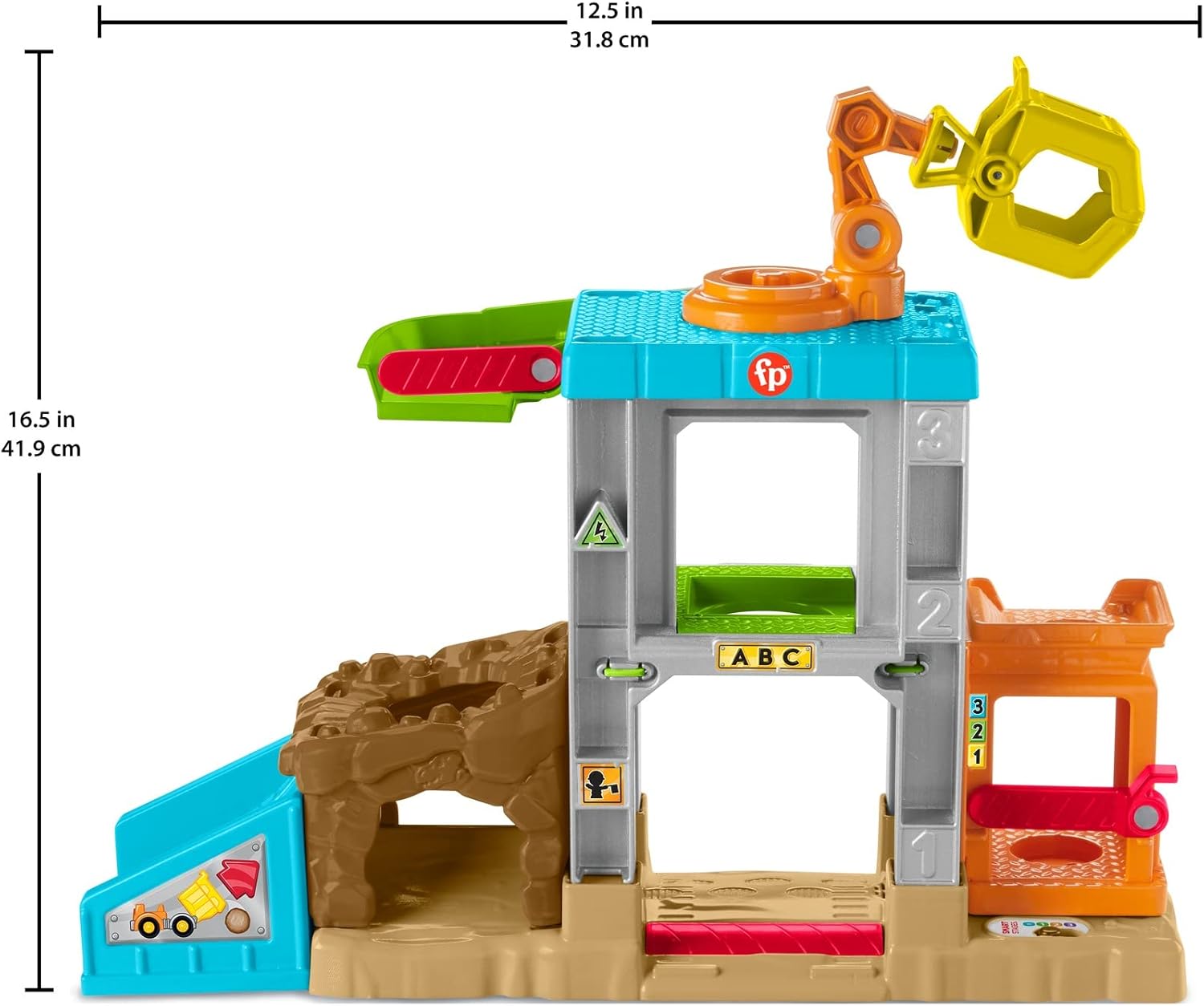 Fisher-Price Little People Load Up Construction Site Playset with Music, Sounds and Toy Dump Truck for Toddlers and Preschool Kids-2