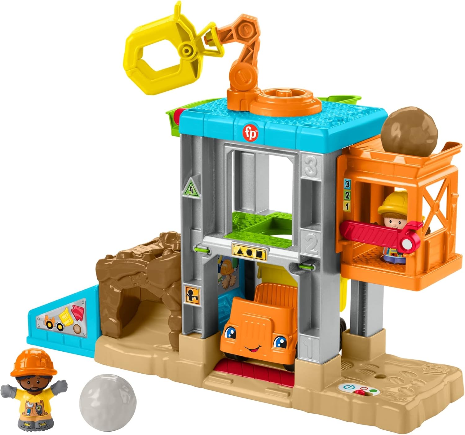 Fisher-Price Little People Load Up Construction Site Playset with Music, Sounds and Toy Dump Truck for Toddlers and Preschool Kids-5