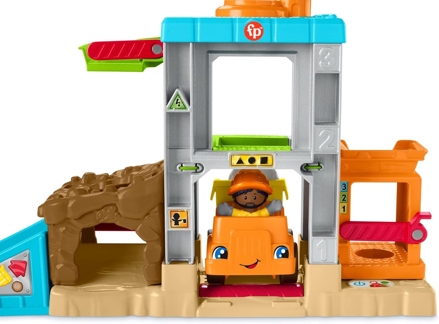 Fisher-Price Little People Load Up Construction Site Playset with Music, Sounds and Toy Dump Truck for Toddlers and Preschool Kids-6