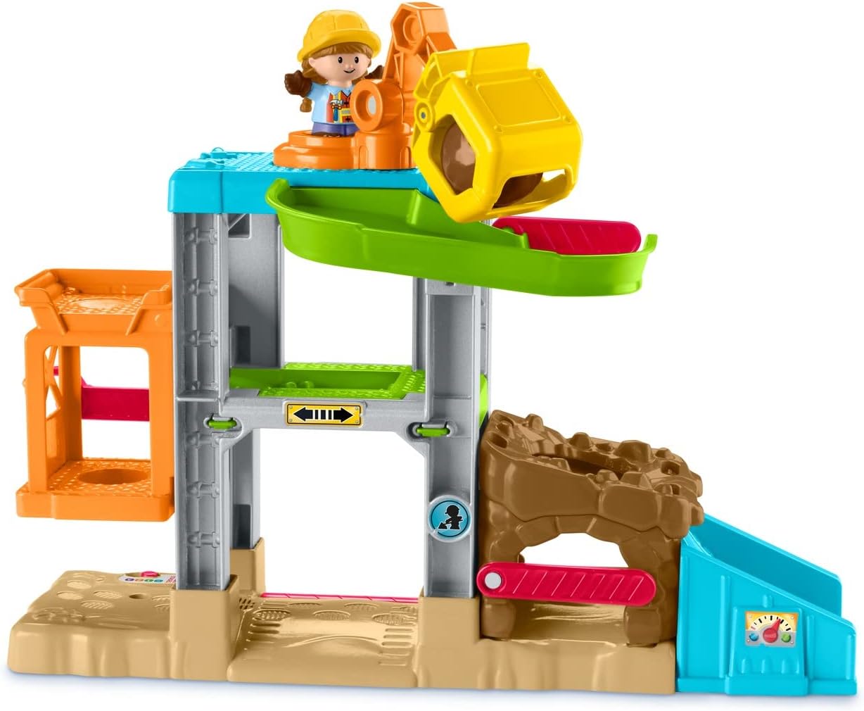 Fisher-Price Little People Load Up Construction Site Playset with Music, Sounds and Toy Dump Truck for Toddlers and Preschool Kids-7