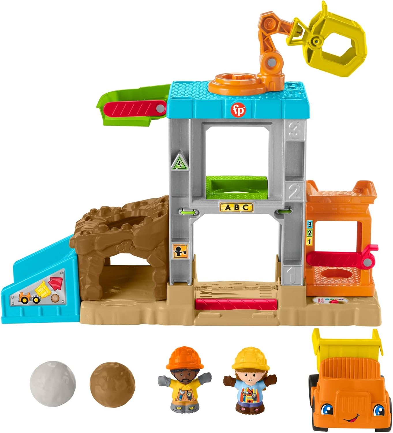 Fisher-Price Little People Load Up Construction Site Playset with Music, Sounds and Toy Dump Truck for Toddlers and Preschool Kids-8