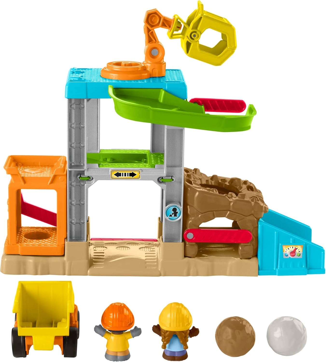 Fisher-Price Little People Load Up Construction Site Playset with Music, Sounds and Toy Dump Truck for Toddlers and Preschool Kids-9