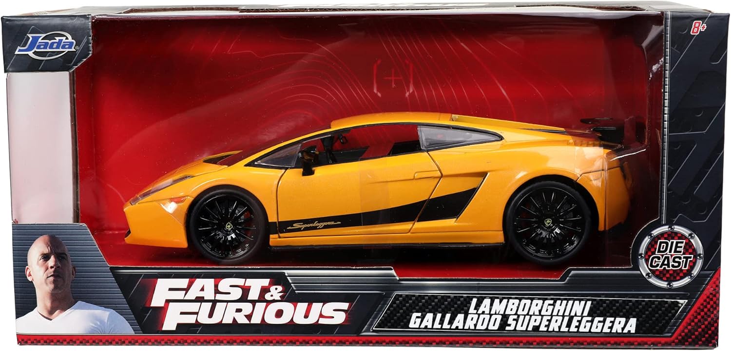 Jada 253203067 Superleggera Fast & Furious Lamborghini Gallardo 1:24 Scale DIE-CAST Replica CAR, Yellow-6