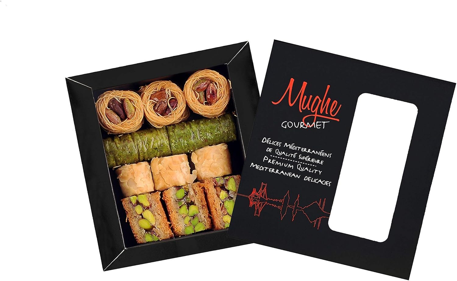 Mughe Gourmet Bitesize Turkish Pistachio Baklava Assortment Gift Box - Handmade X-Small Dessert Pastry Gifts - 150g/5.3oz - Celebrate Birthday, Father's and Mother's Day, Christmas-8