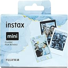 instax Limited edition 3 pack Classic mini film bundle, Black & Blue Marble frames, plus Monochrome film, pack contains 3 x 10 shot film cartridges