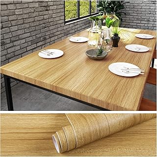 VEELIKE Thick Self Adhesive Brown Wood Grain Wallpaper Sticky Back Plastic 40cm x 900cm Worktop Vinyl Roll Waterproof for Background Countertop Cabinet Table Desk Office Stairs Wardrobe Easy to Use