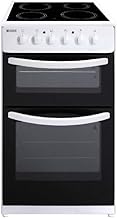 Haden 50cm Freestanding Double Oven Electric Cooker - 4 Zone Ceramic Hob and Fan-Assisted Lower Oven - Easy To Clean Enamel Interior - Double Glazed Glass Doors