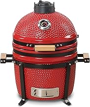 KAMADO BONO Ceramic BBQ Grill, 15" Minimo, Red I Kamado BBQ Charcoal Grill I Egg BBQ for Cooking, Smoking & Baking I Kamado Barbecue Portable Oven and Smoker with Stand