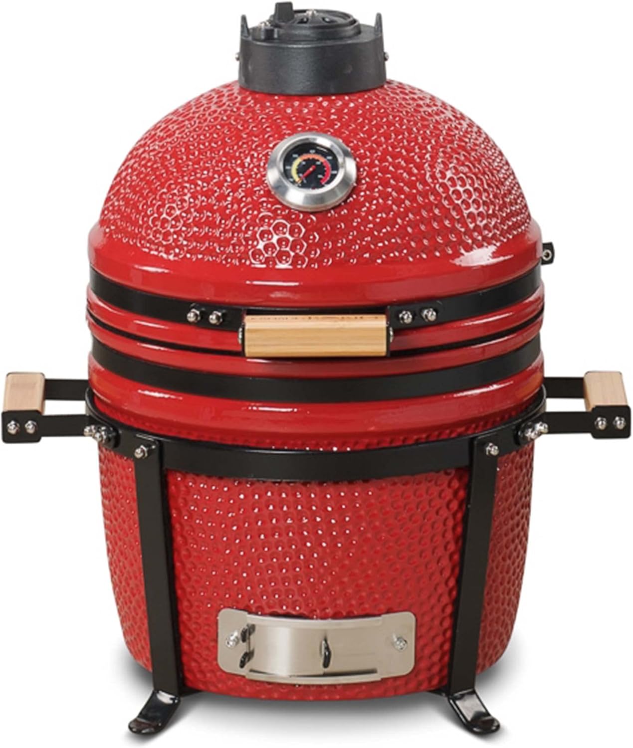 KAMADO BONO Ceramic BBQ Grill, 15" Minimo, Red I Kamado BBQ Charcoal Grill I Egg BBQ for Cooking, Smoking & Baking I Kamado Barbecue Portable Oven and Smoker with Stand-0