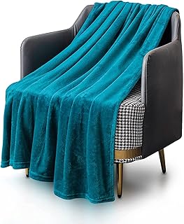 KEPLIN Luxury Flannel Blanket - Large Throw Bedspread - Soft, Cosy & Plush Microfiber Design for Duvet Covers & Quilts - Ideal for Adults & Kids Bedroom & Home - Double (150x200cm) Teal