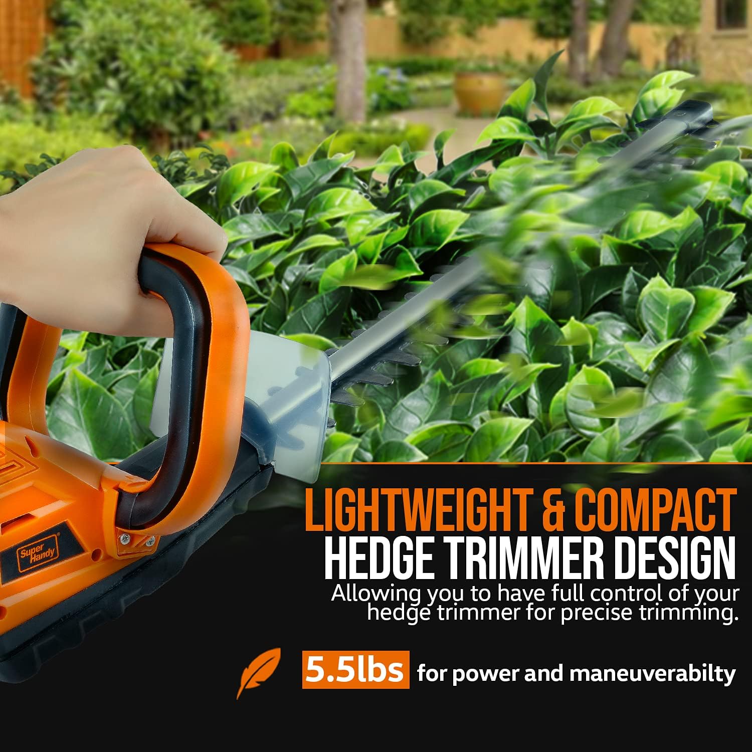 SuperHandy Hedge Trimmer 17-Inch Cordless Electric 20V 1.5Ah Lightweight Lawn and Garden Landscaping-6