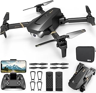 4DRC V4 Drone with 1080P HD Camera for Adults and Kids, Foldable Quadcopter with Wide Angle FPV Live Video, Trajectory Flight, App Control,Optical Flow, Altitude Hold and 2 Modular Batteries