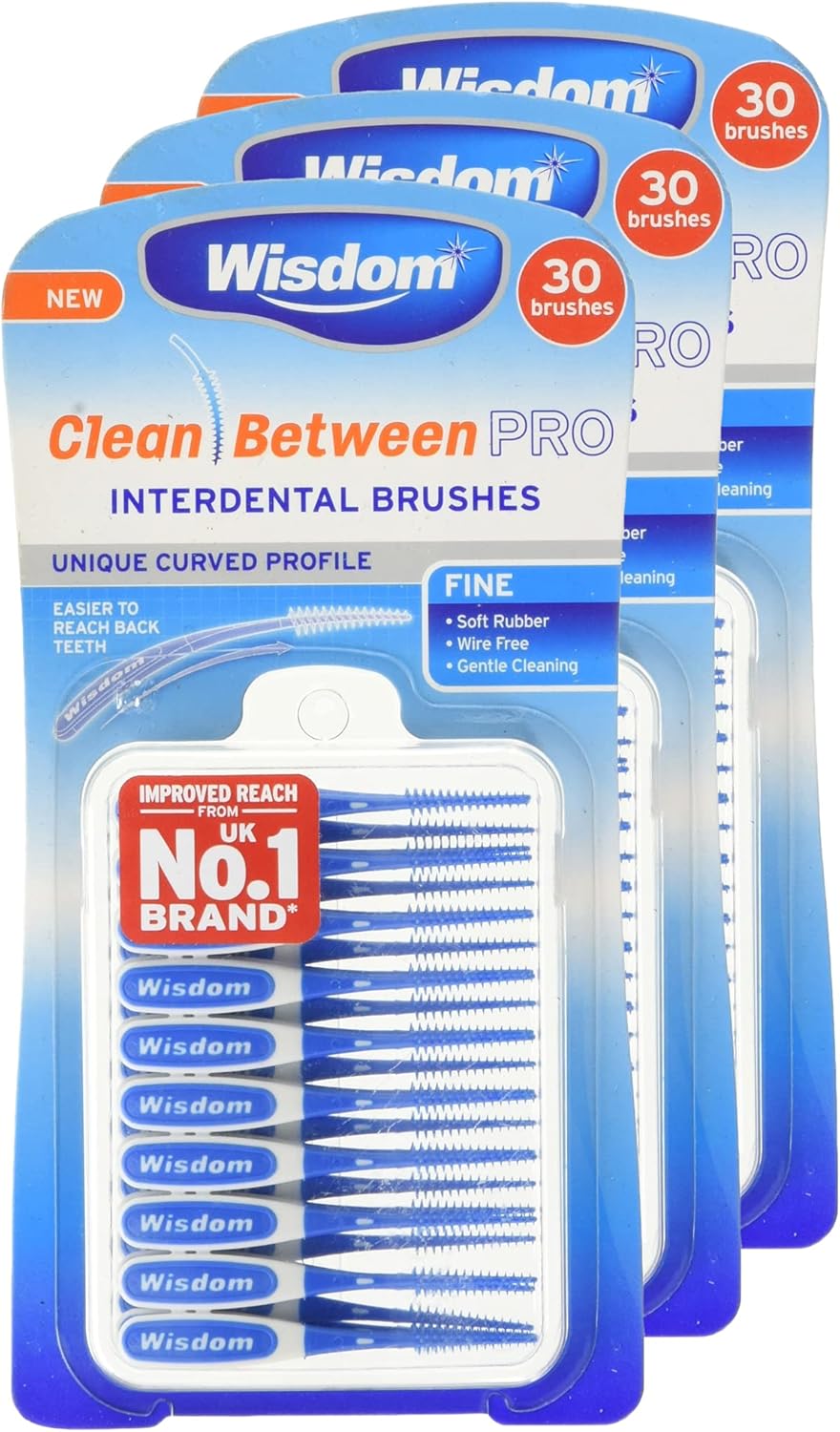 Wisdom Toothbrushes Clean Between Pro Interdental Brushes, Fine, Pack of 3, 90-Count, 100 g-2