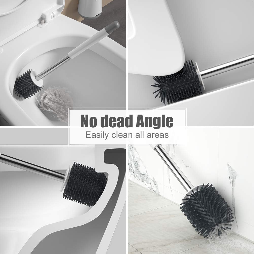 Ibergrif M34152 Silicone Toilet Brushes & Holders, Deep Cleaner, Toilet Brush with Quick Drying Holder Set for Bathroom-5