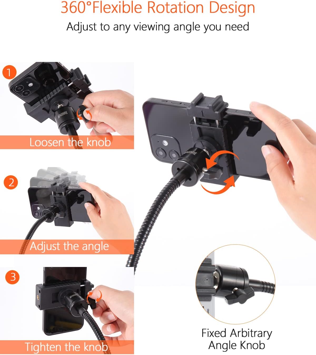 AFAXINRIE Adjustable Phone Tripod, Phone Stand for Filming, Overhead Phone Mount, Tabletop Tripod for Cookie Decorating and Teaching Online Live Streaming and Drawing Sketching Cooking Recording-4