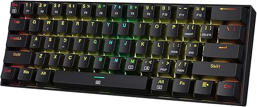 Redragon K630 Dragonborn 60% Wired RGB Gaming Keyboard, 61 Keys Compact Mechanical Keyboard with Brown Switch, Pro Driver Support, Black