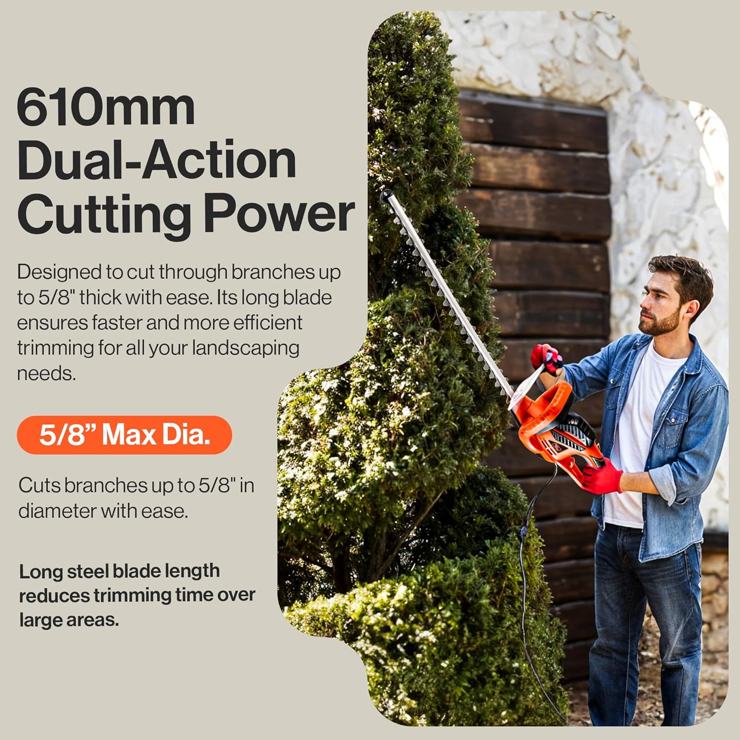 SuperHandy Hedge Trimmer 610mm 600W Corded 230V Lightweight Lawn and Garden Landscaping-1