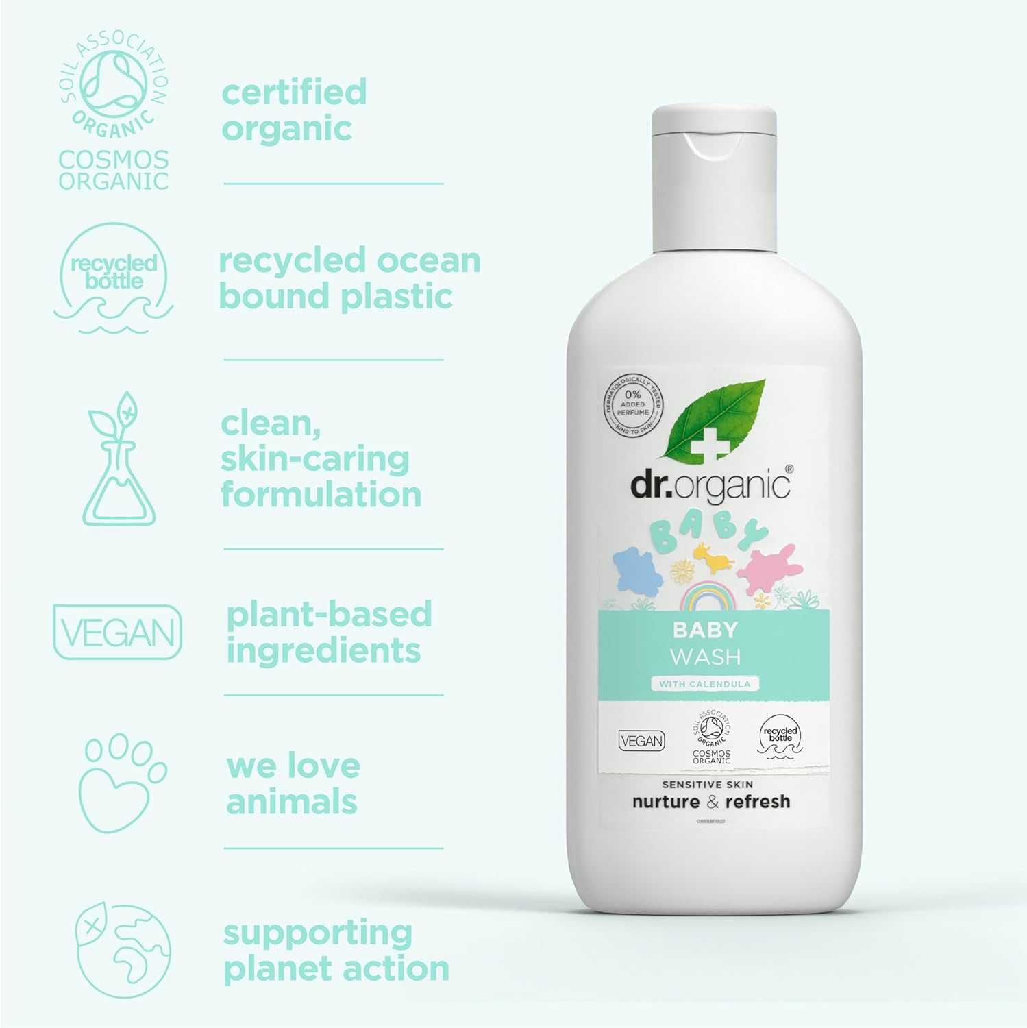 Dr Organic Calendula Baby Wash, Fragrance Free, Gentle Cleansing, Sensitive Skin, Natural, Vegan, Cruelty-Free, Paraben & SLS-Free, Organic, 250ml-2