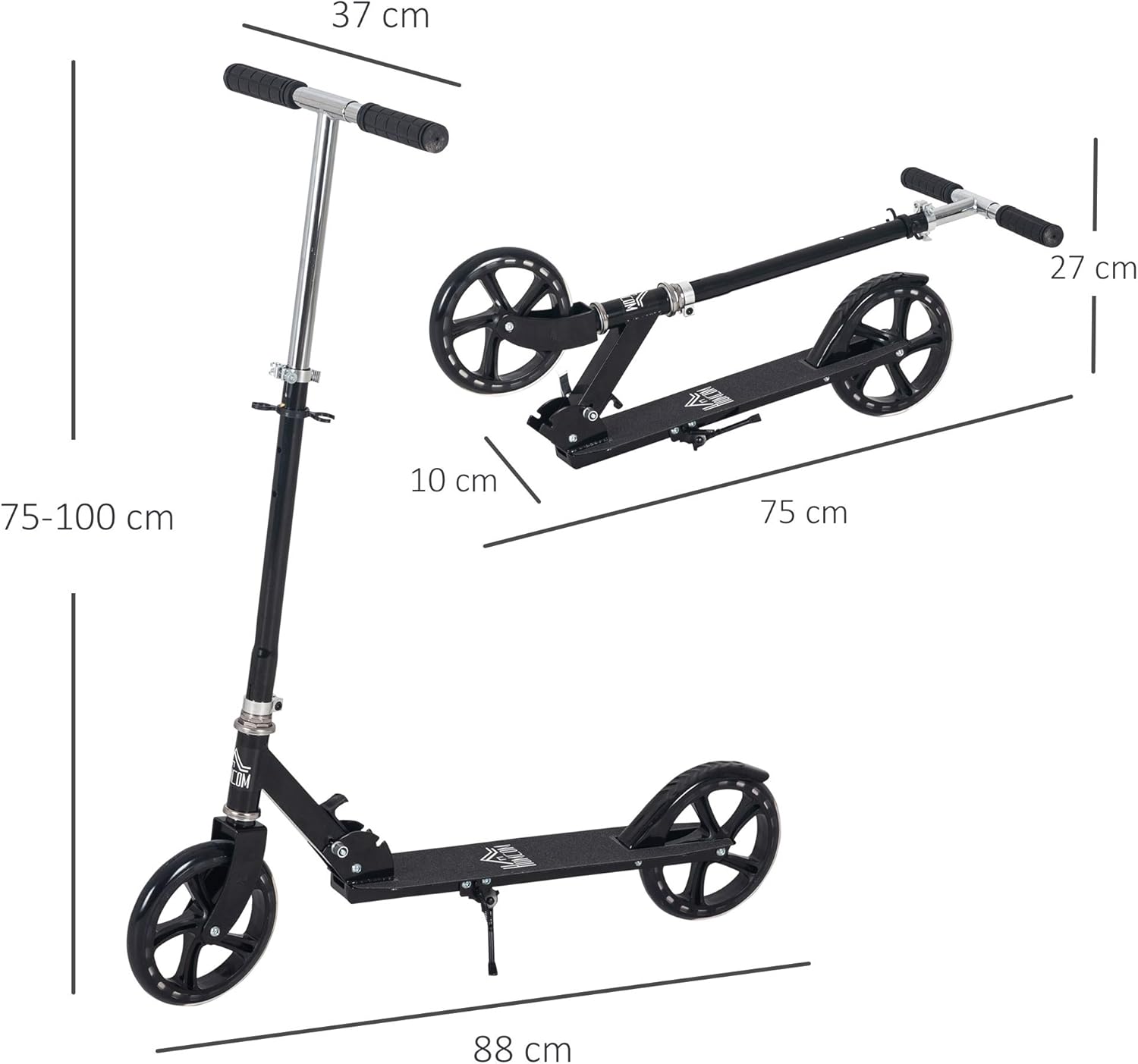 HOMCOM Kids Scooter Teenager Kick Scooter Foldable 4 Levels Adjustable Height with Rear Fender Brake for 7-14 Years-4